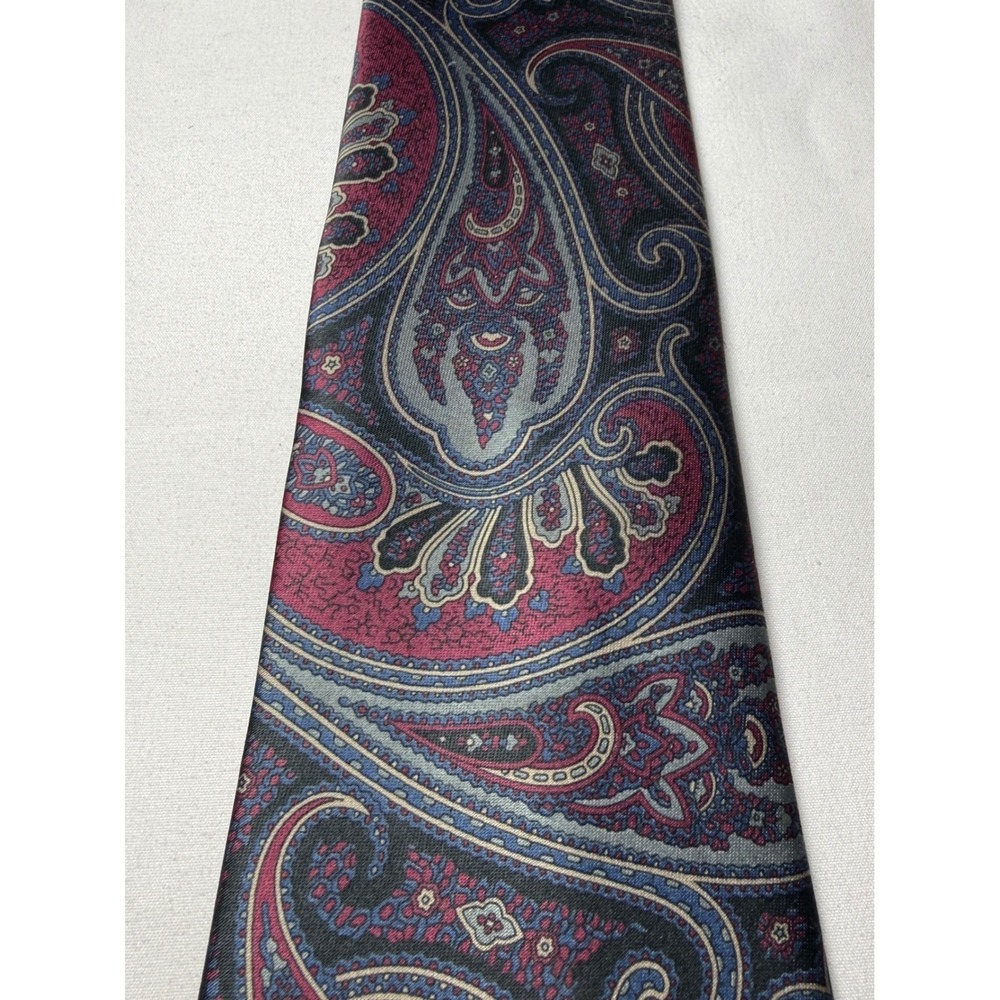 Paisley Silk Blend Neck Tie‎ Burgundy Blue Gray Formal Business